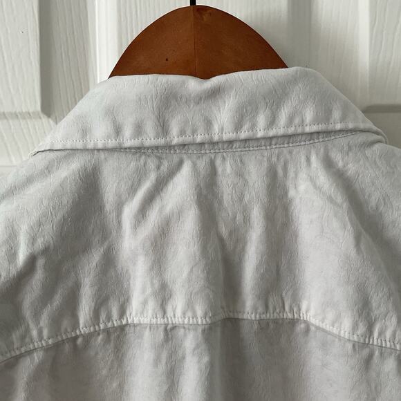 Robert Graham Shirt Mens 2XL White Brown Short Sleeve Button Flip Cuff - Picture 3 of 6